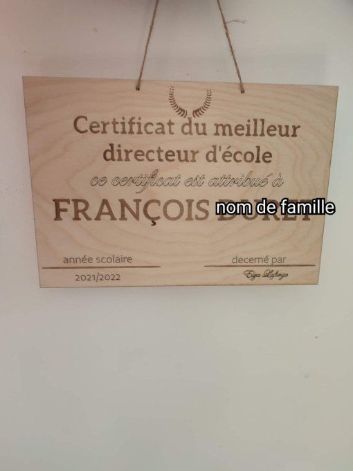 Plaque en bois avec photo